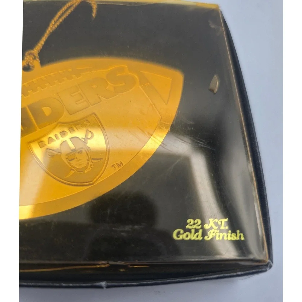 Oakland Raiders Topperscot 22KT Gold Finish Football Ornament Vintage NFL Boxed